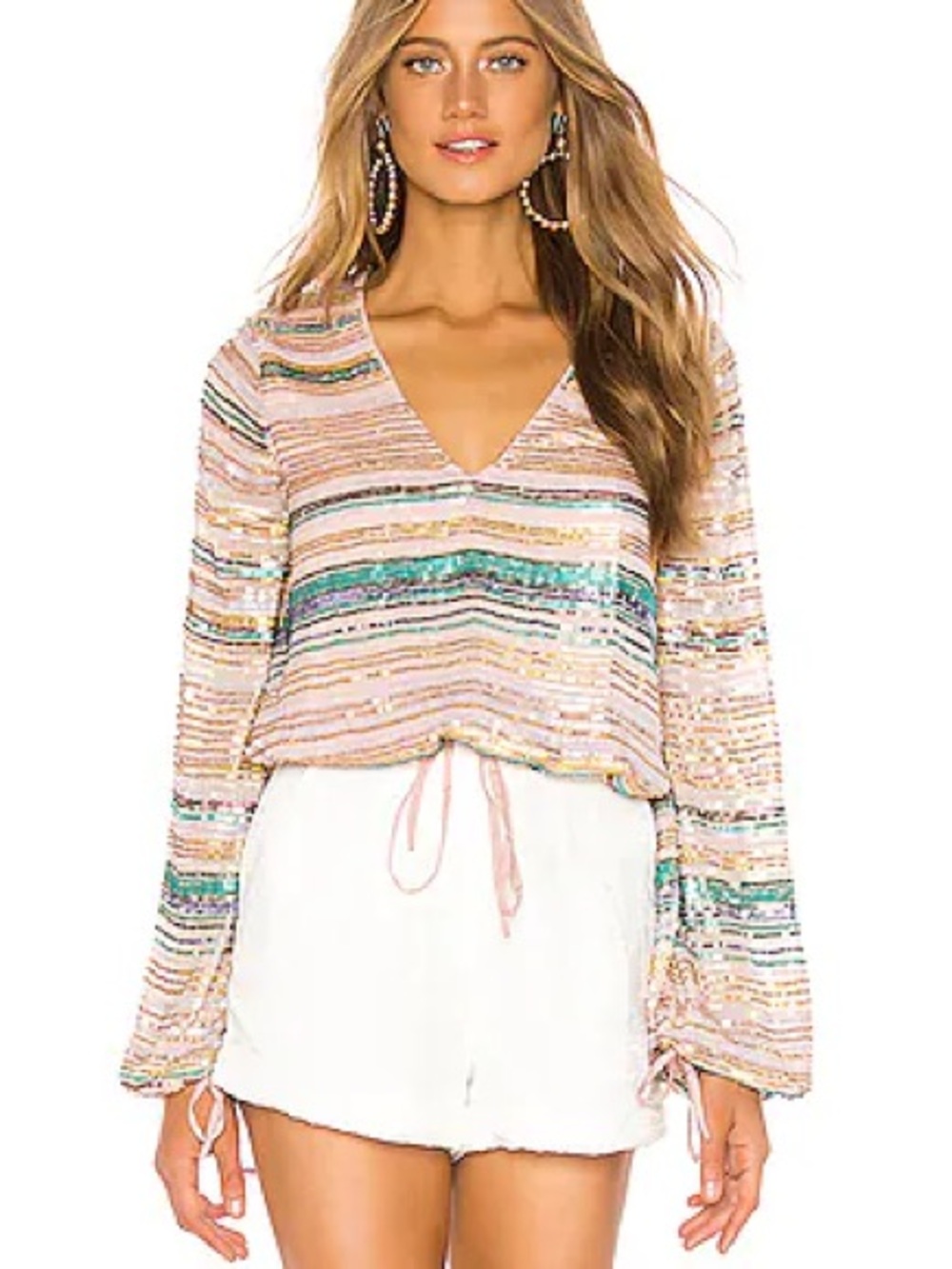 TULAROSA x REVOLVE Bree Sequin Balloon Sleeve Top Shimmer Party Cocktail Size S